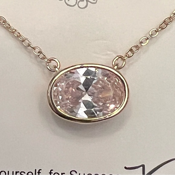 Park Lane Gold Necklace with Oval Clear CZ Stone | Timeless Sparkle - Picture 2 of 3